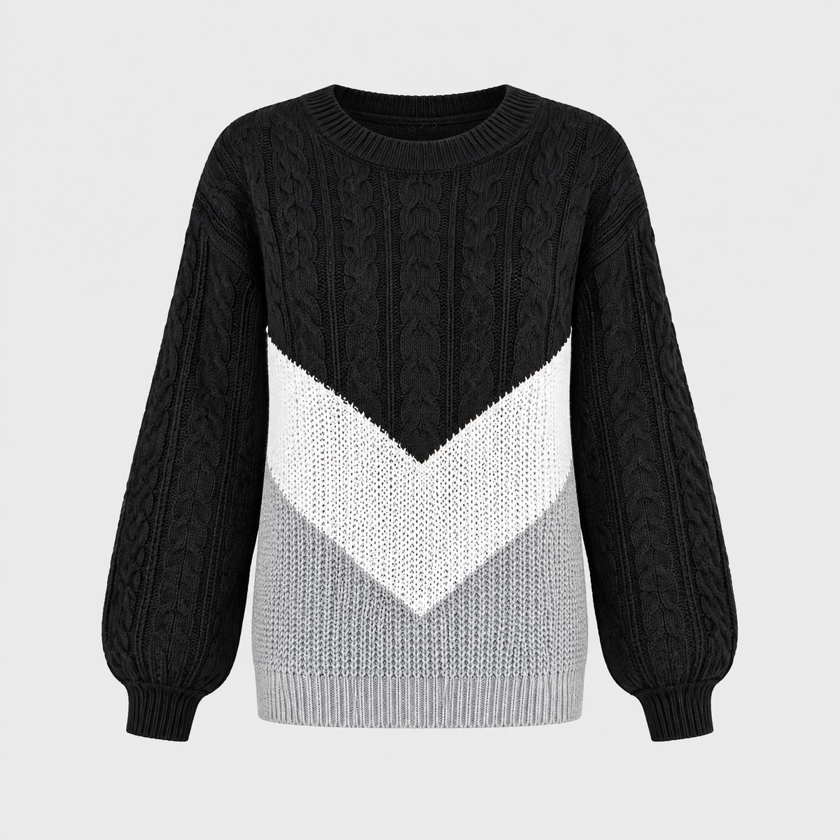 Women's Chevron Stitch Pullover, Cable-Knit Texture | Ribbed Cuffs & Hem, Polished Fit | Black, Khaki or Burgundy | S–XL