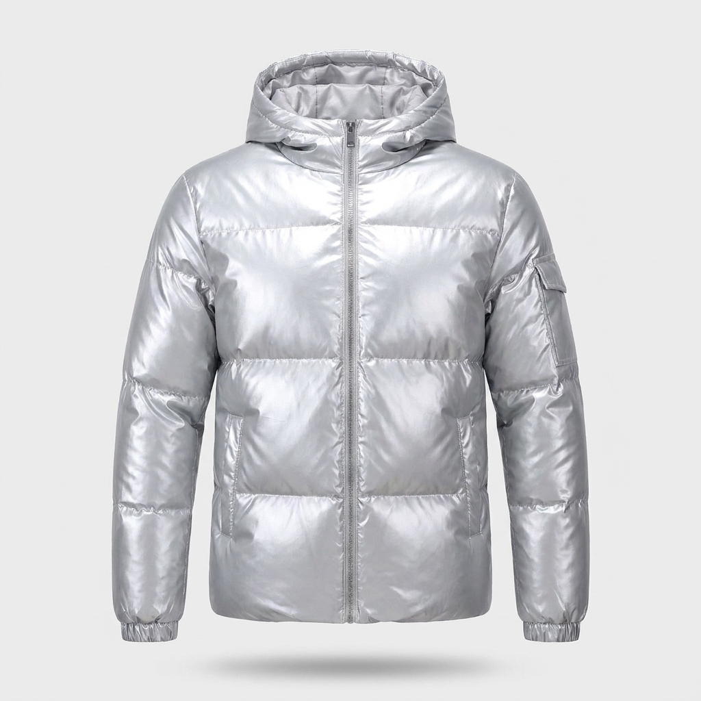 Ansgar | Mens Down Jacket with Hood — Glossy Patent Finish in 3 Colors M–3XL | Westmere