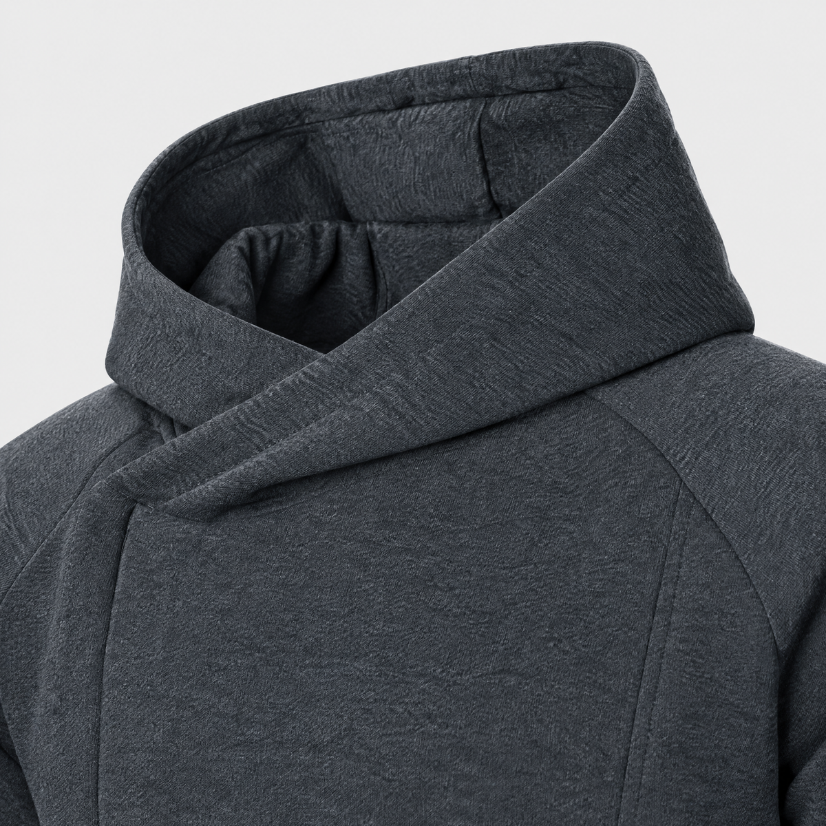 Jared Mens Crossover Zip Hoodie, asymmetric crossover hood detail