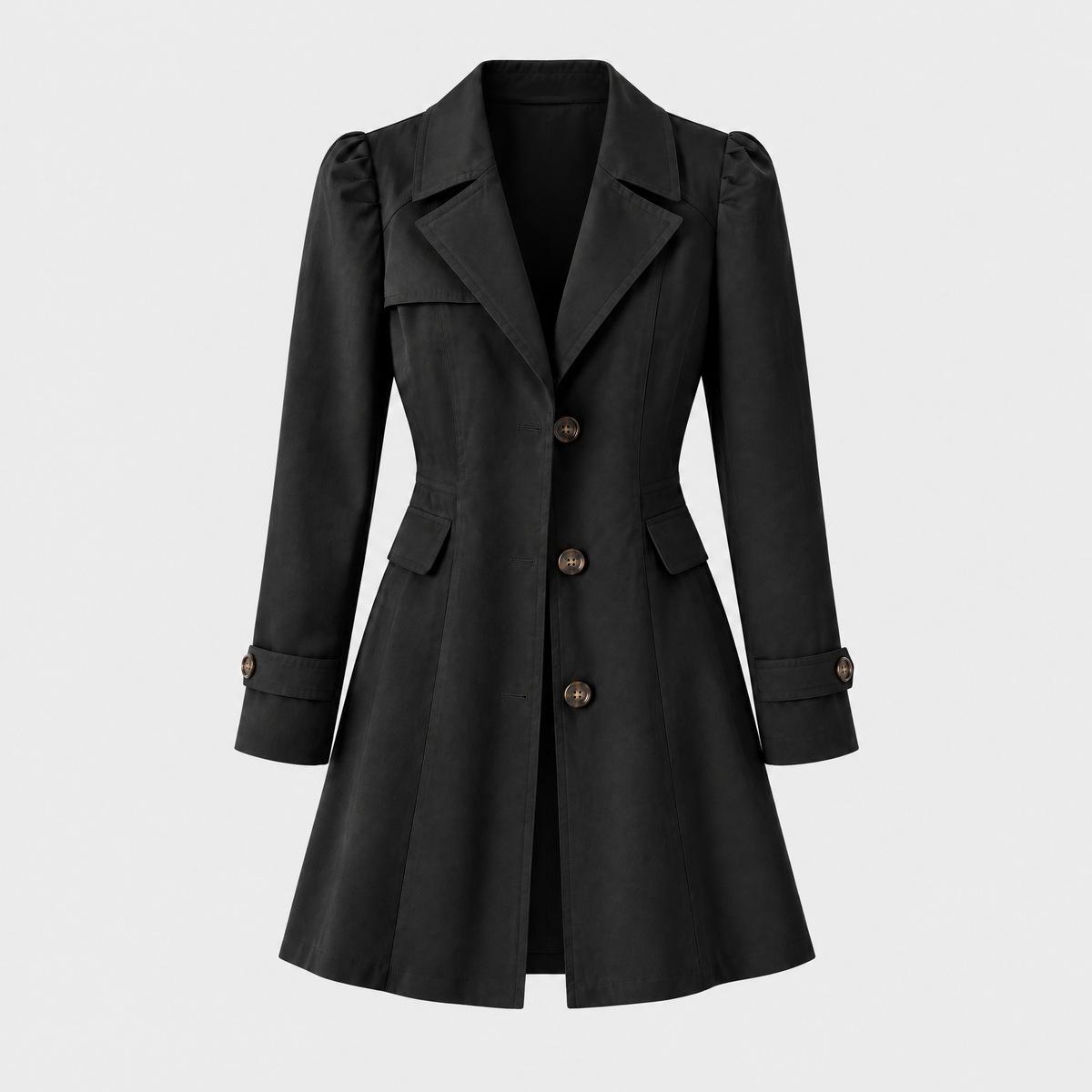 Claren Womens Water-Resistant Trench Coat in Black