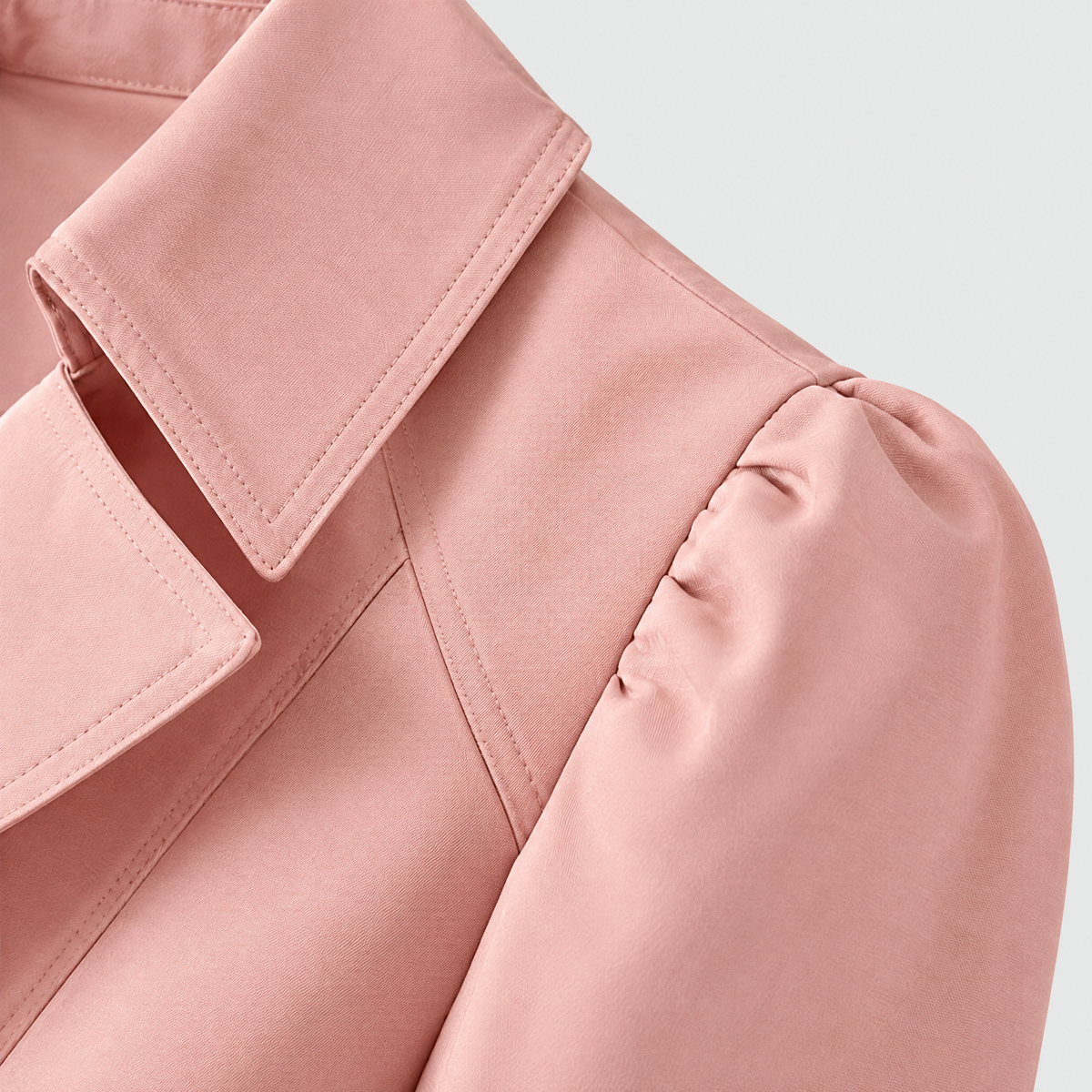 Claren Womens Water-Resistant Trench Coat, notched collar and puff shoulder detail