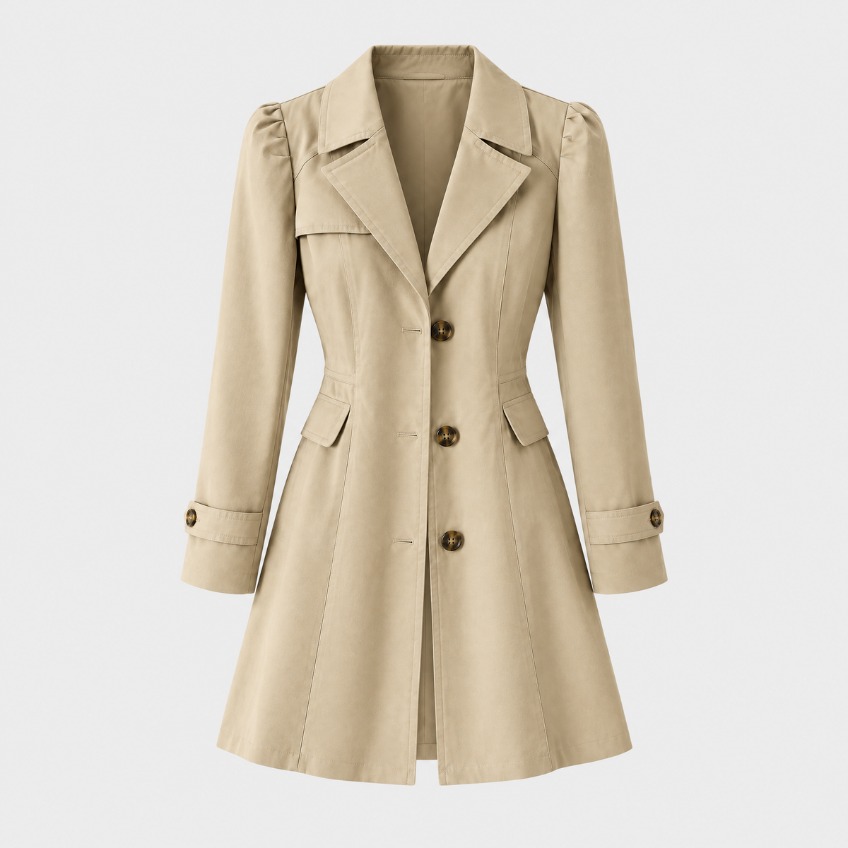 Claren Womens Water-Resistant Trench Coat in Khaki