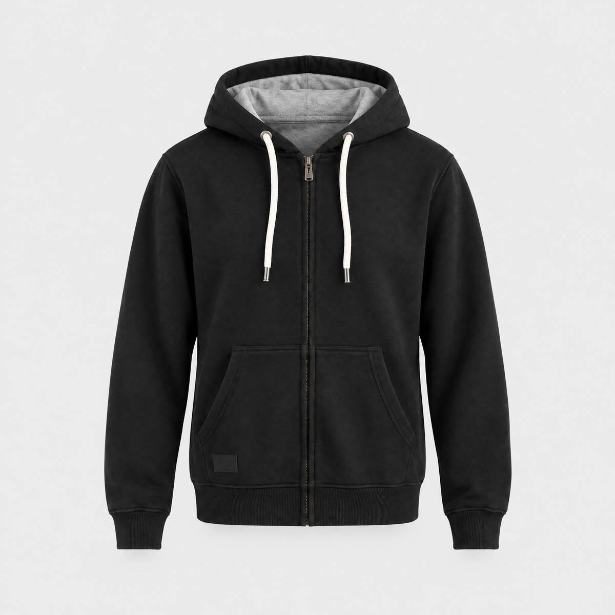 Corey Mens Heavyweight Full-Zip Hoodie in Black