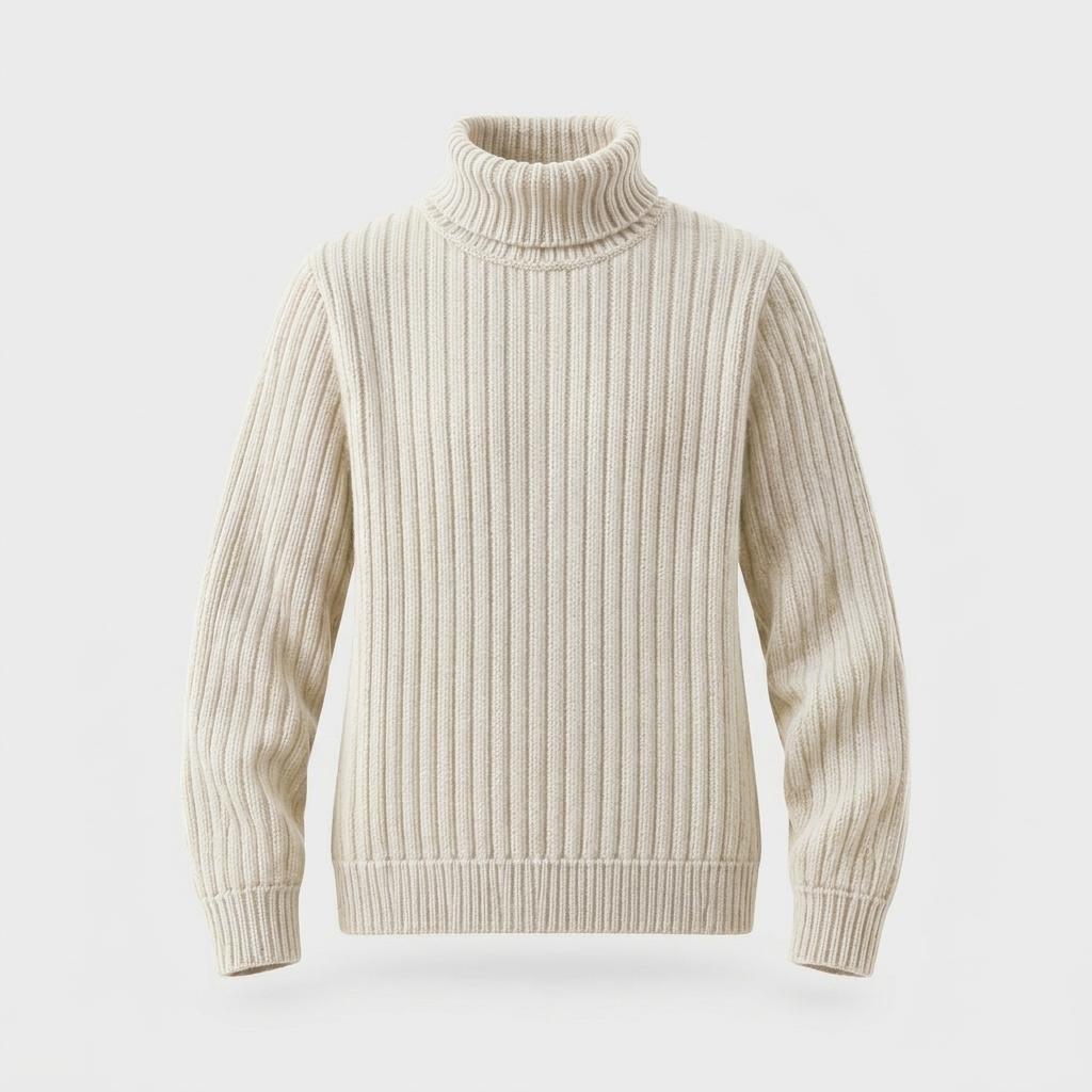 Colton Mens Wool Blend Turtleneck Sweater in Cloud White