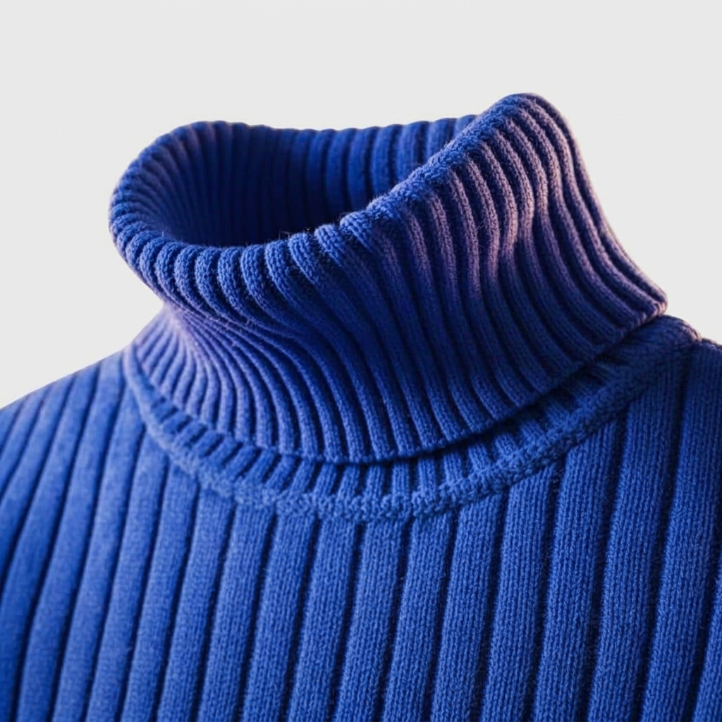 Colton Mens Wool Blend Turtleneck Sweater, turtleneck collar detail