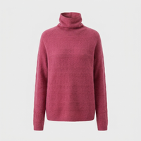 Aurielle | Womens Wool Turtleneck Sweater, Stacked Collar | Light Warmth, Subtle Pattern | Berry Pink, White and More M-XXL