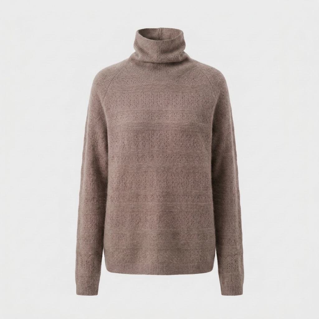 Aurielle Womens Wool Turtleneck Sweater in Taupe