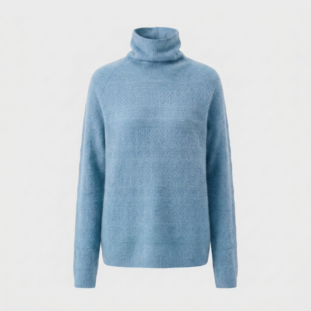 Aurielle Womens Wool Turtleneck Sweater in Sky Blue