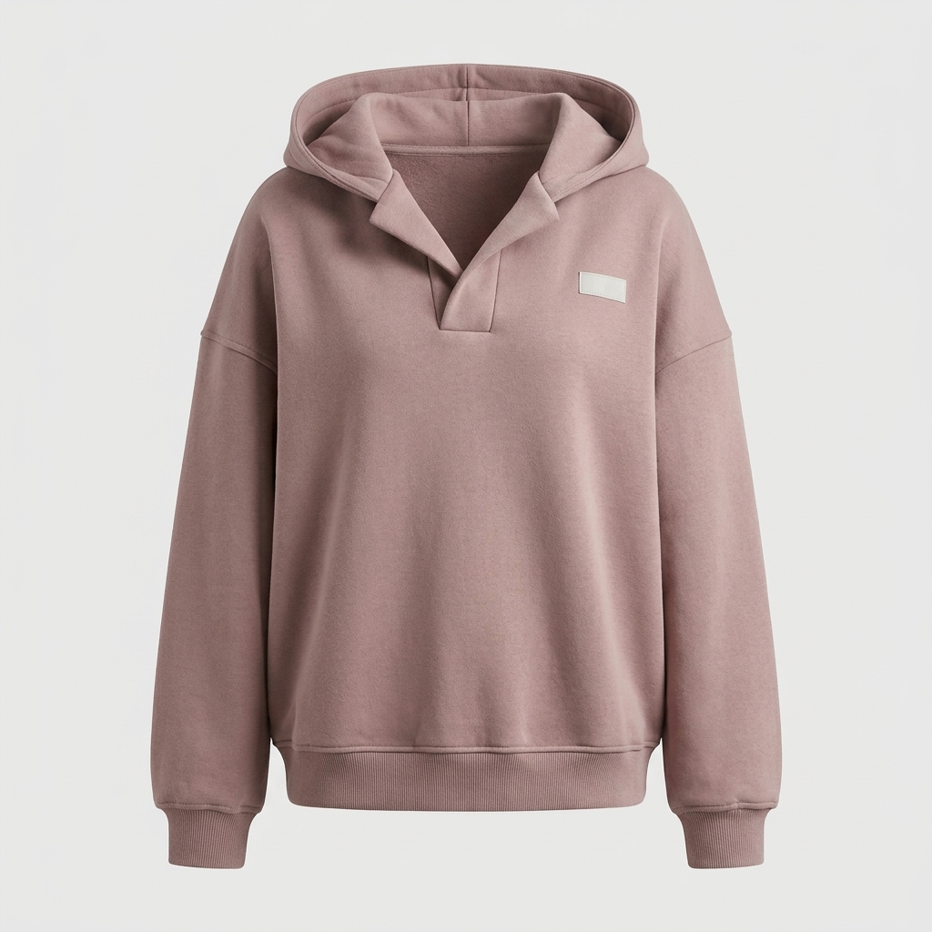 Melanie Womens Oversized Hoodie with V-Neck in Pink