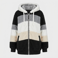 Christa | Womens Oversized Hooded Jacket with Color Block Design | Side Pockets, Warm | Blue, Red, Black and More S-5XL