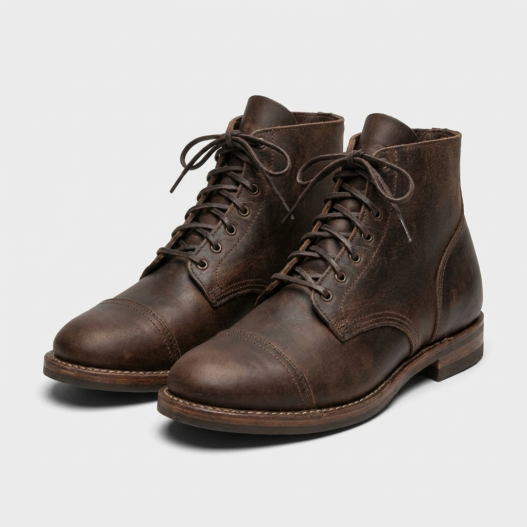 Men's insulated leather boots in coffee