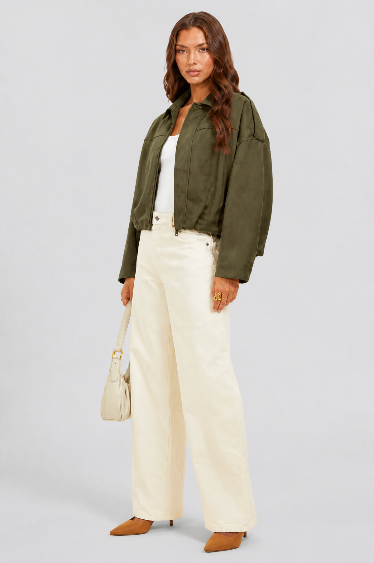 Jean Womens Oversized Suede Jacket, Cropped