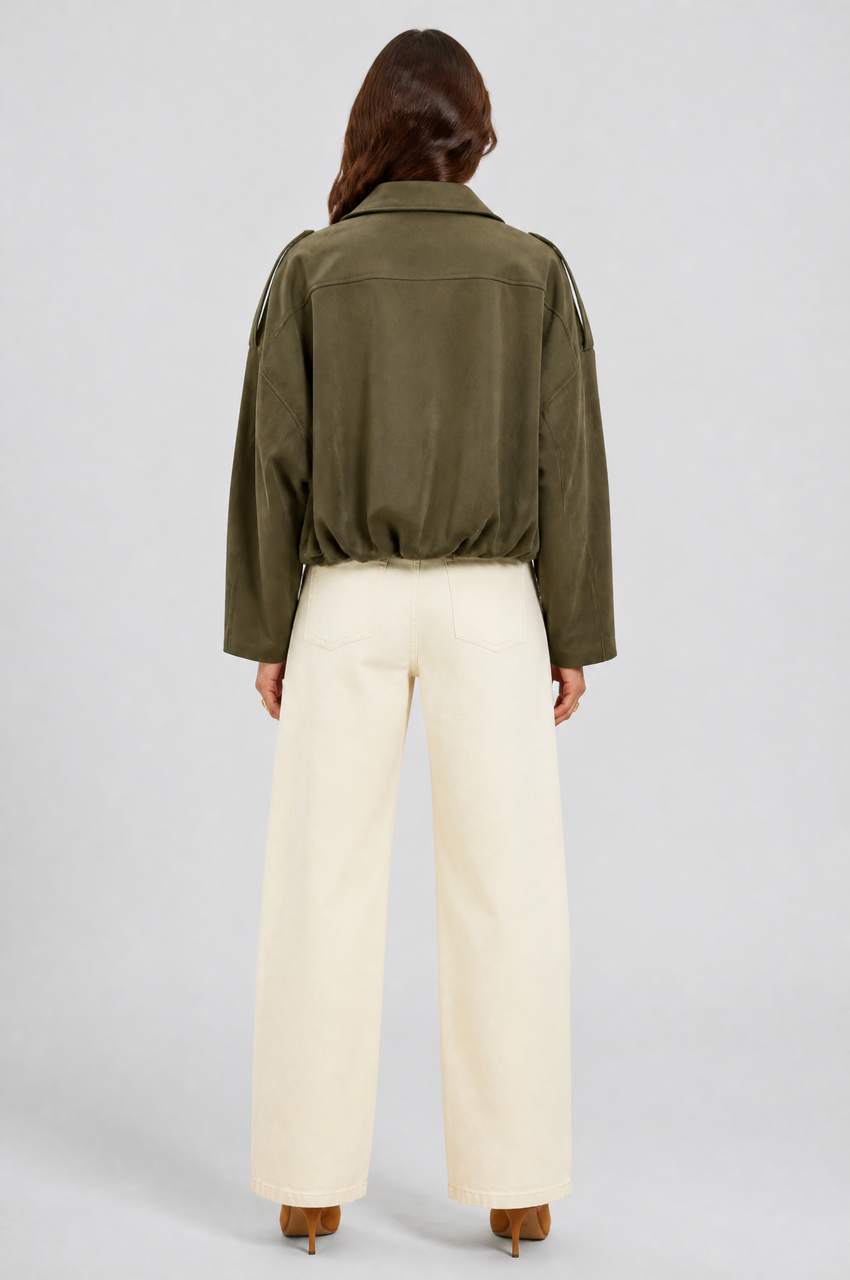 Jean Womens Oversized Suede Jacket, Cropped