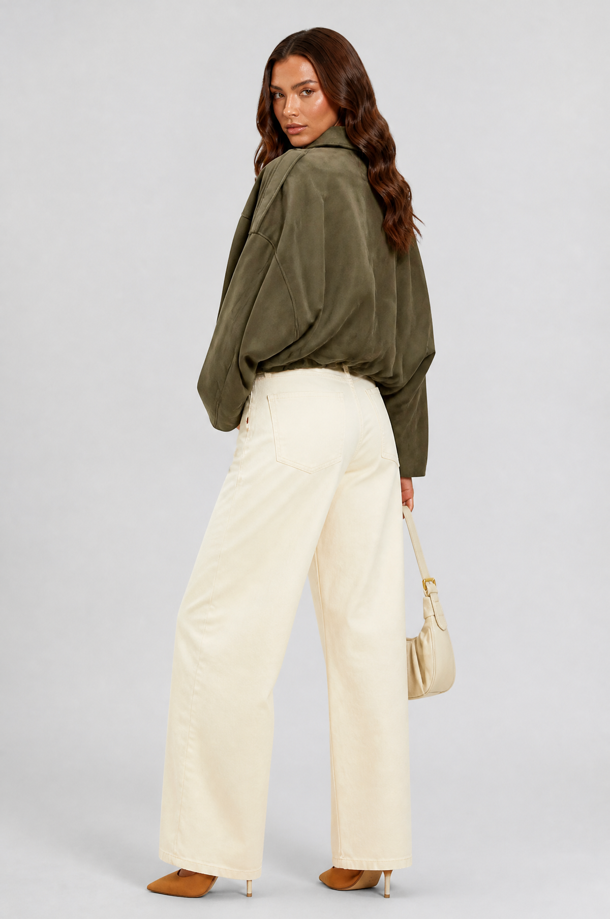 Jean Womens Oversized Suede Jacket, Cropped