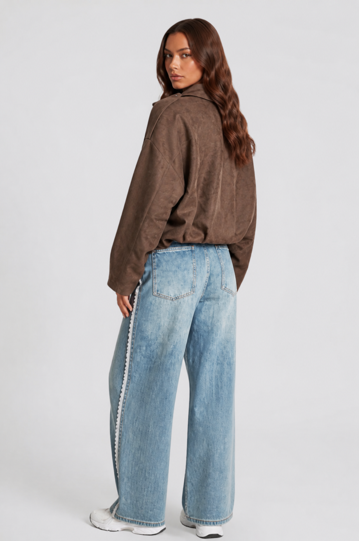 Jean Womens Oversized Suede Jacket, Cropped