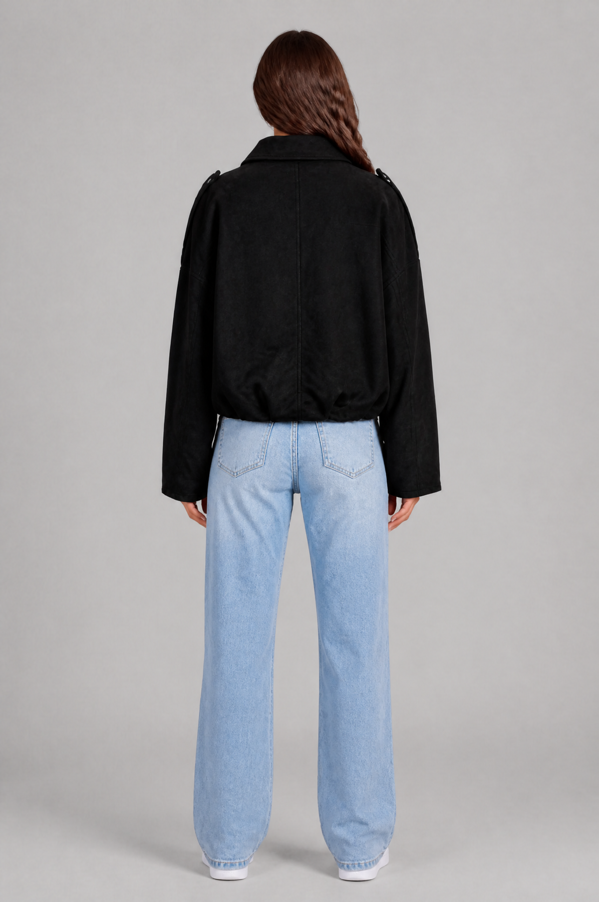 Jean Womens Oversized Suede Jacket, Cropped