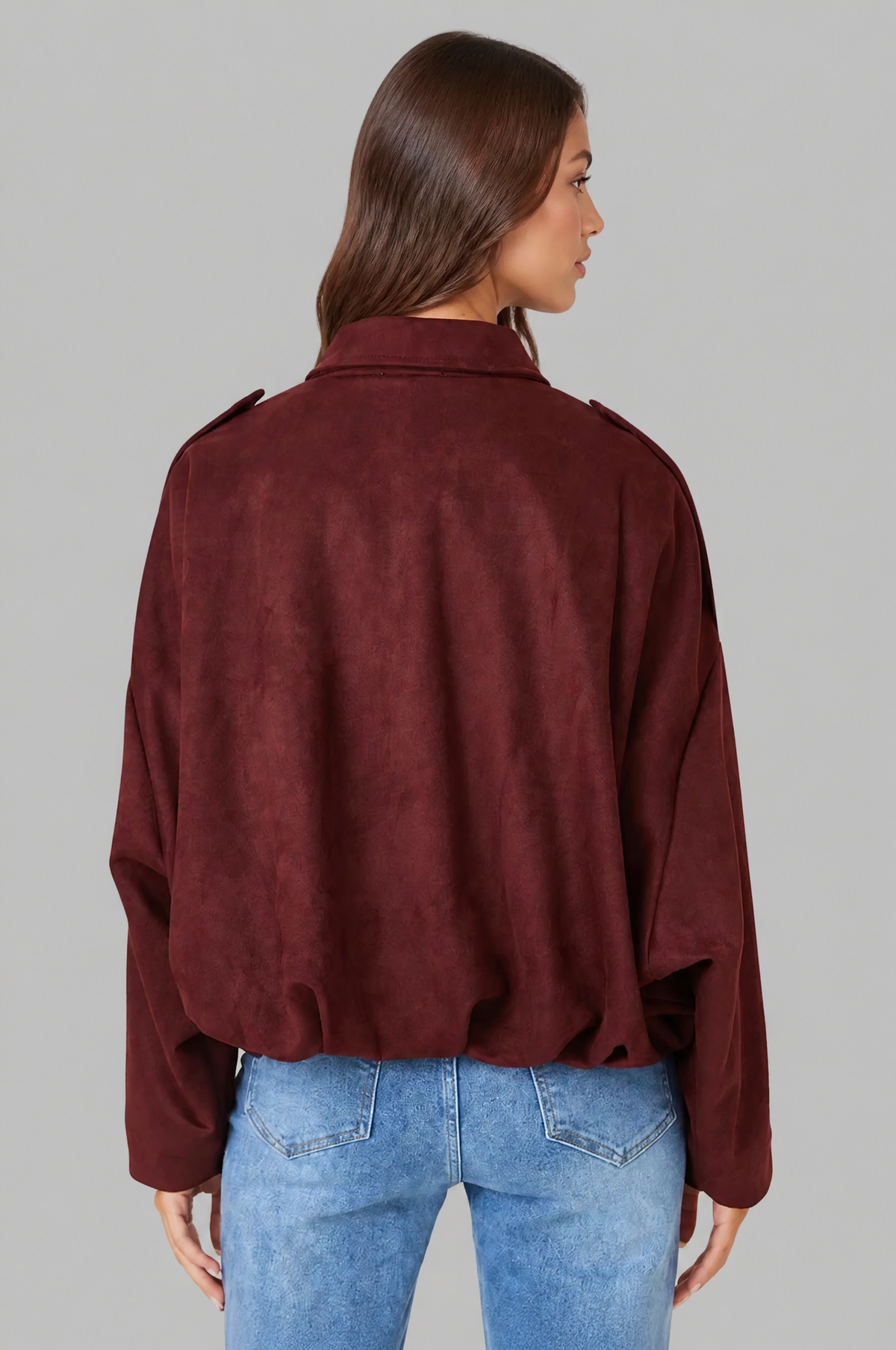 Jean Womens Oversized Suede Jacket, Cropped