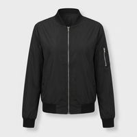 Loïs | Womens Lightweight Bomber Jacket | Ribbed Collar and Cuffs, Zip Pockets, Sheen | Brown, Black, Red and More M-3XL