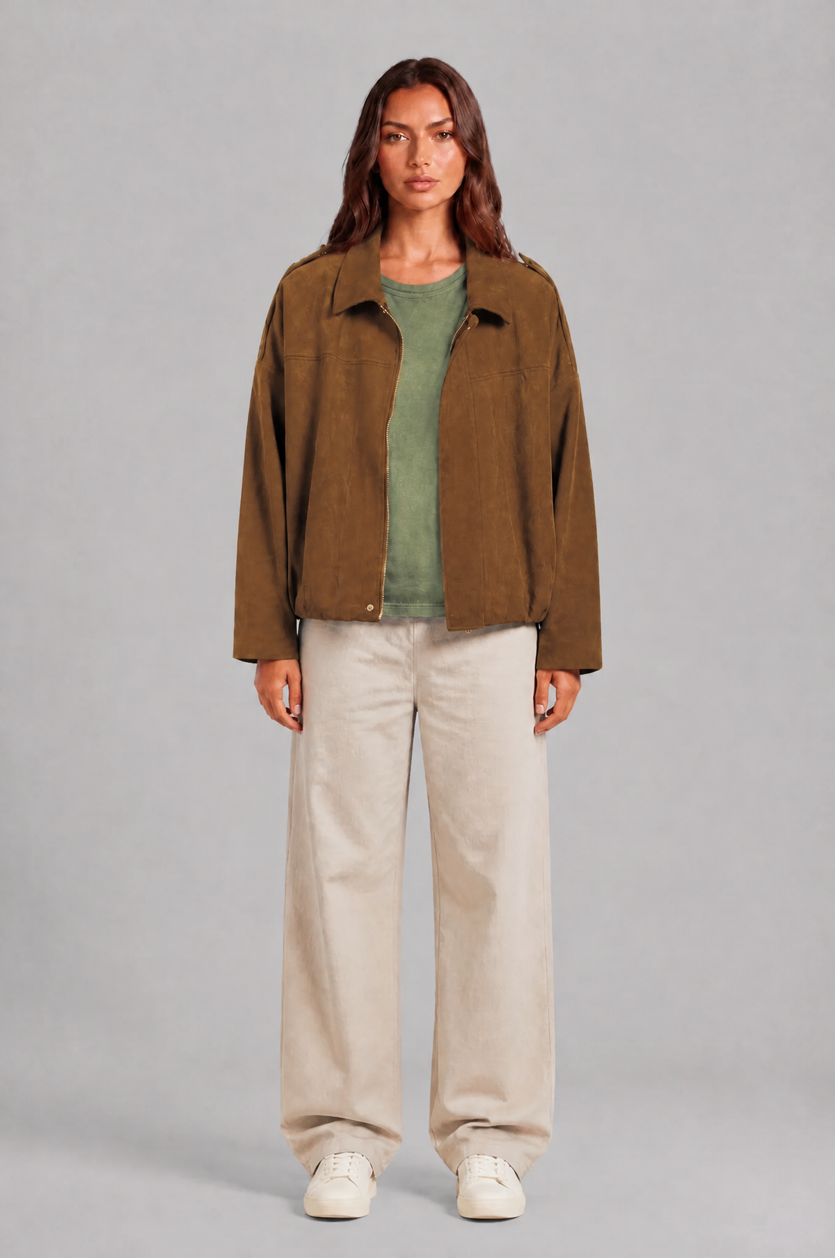 Jean Womens Oversized Suede Jacket, Cropped