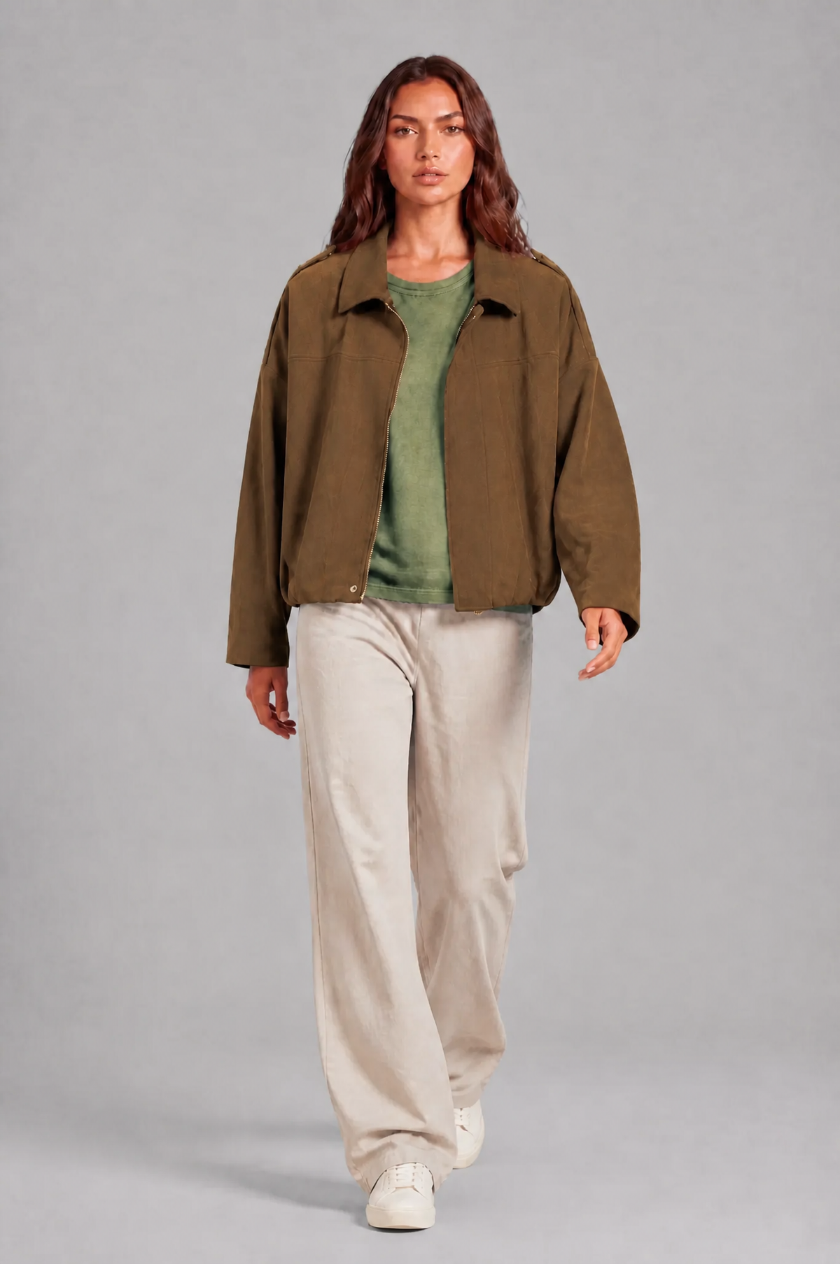 Jean Womens Oversized Suede Jacket, Cropped