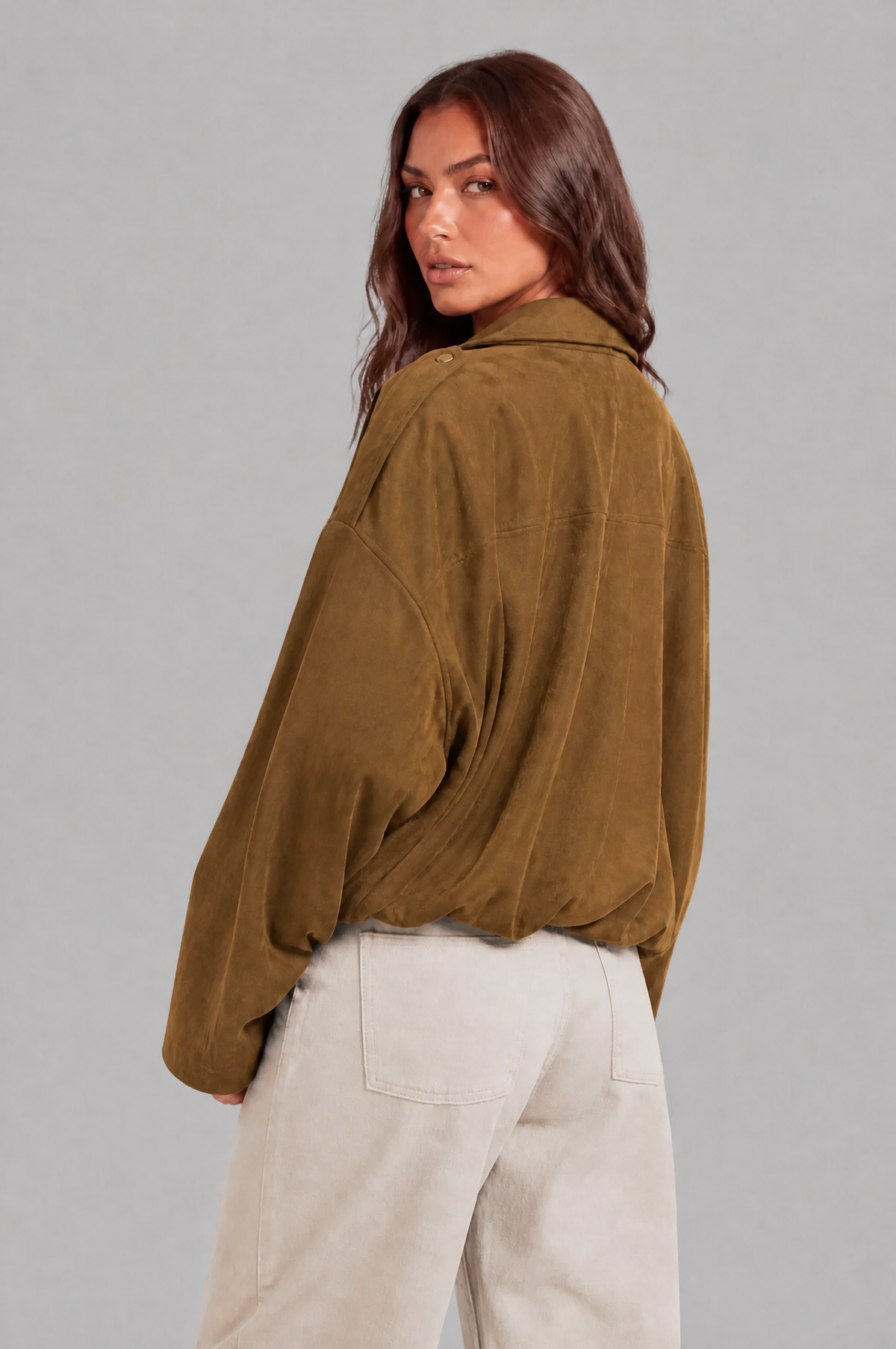 Jean Womens Oversized Suede Jacket, Cropped