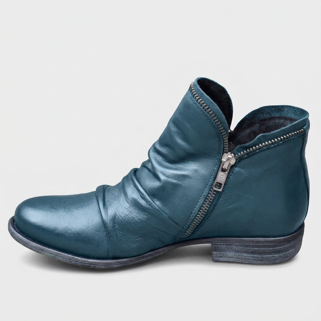 Eva Womens Wide Boots, Wide Fit Leather in blue