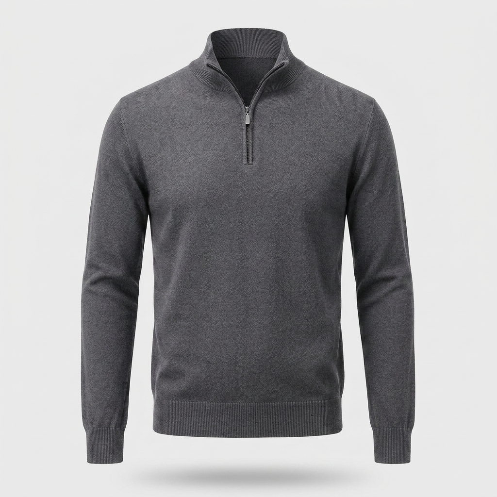 Dan Mens Half Zip Pullover Sweater in gray