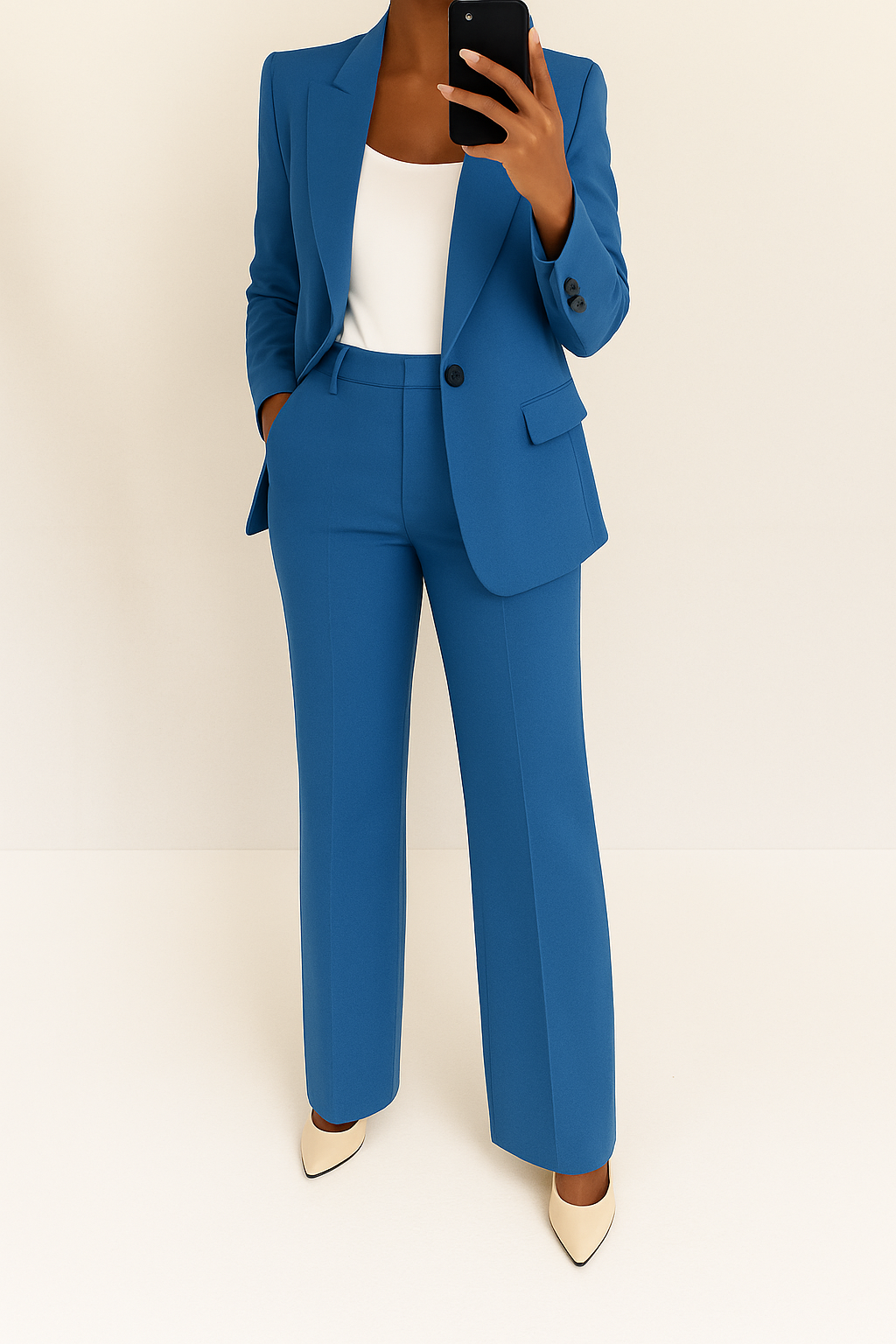 Amber Womens 2-Piece Suit with Blazer and Pants in Blue