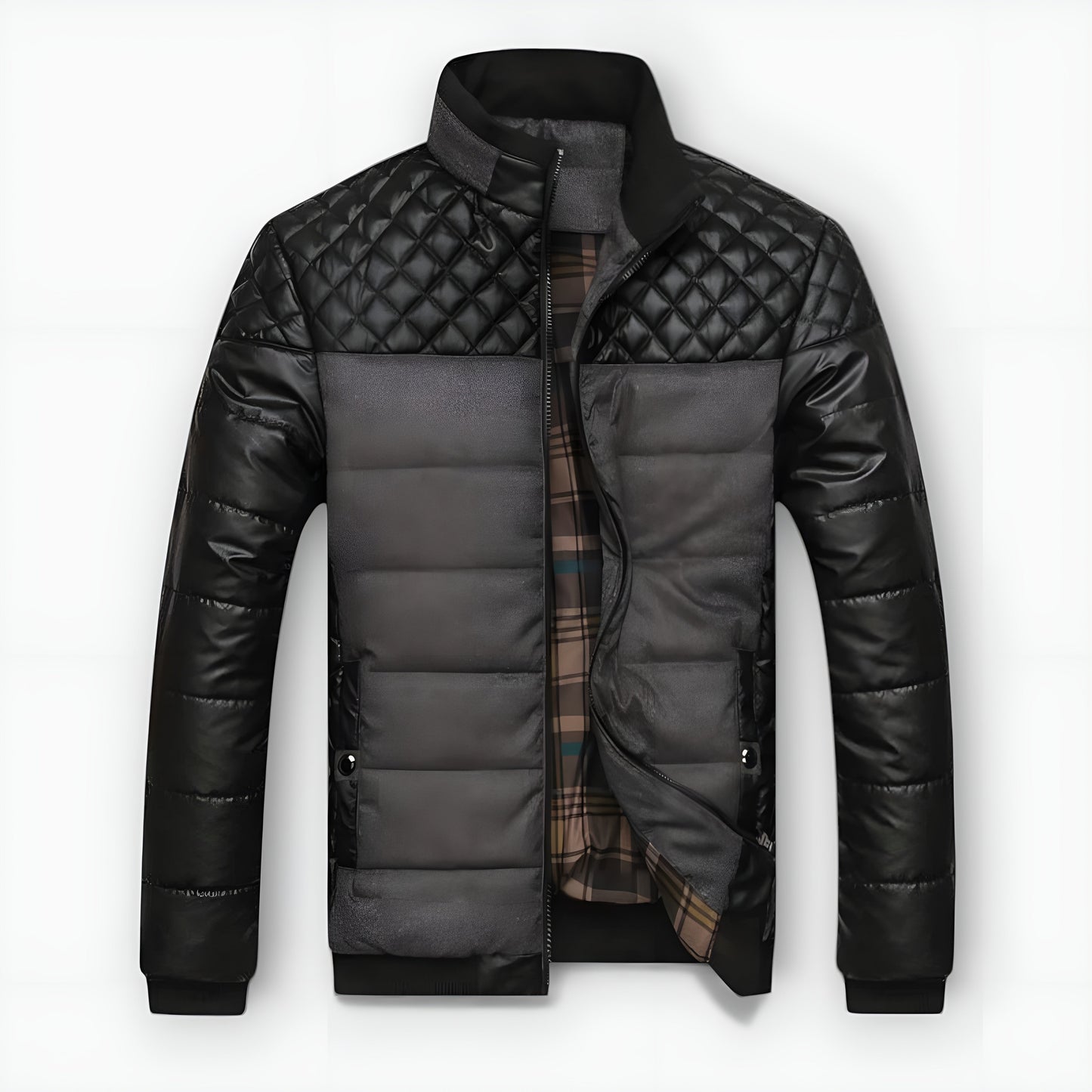 Henry | Two-tone quilted jacket in leather and fabric