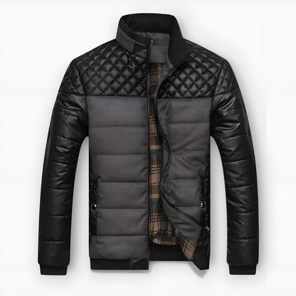 Henry | Two-tone quilted jacket in leather and fabric