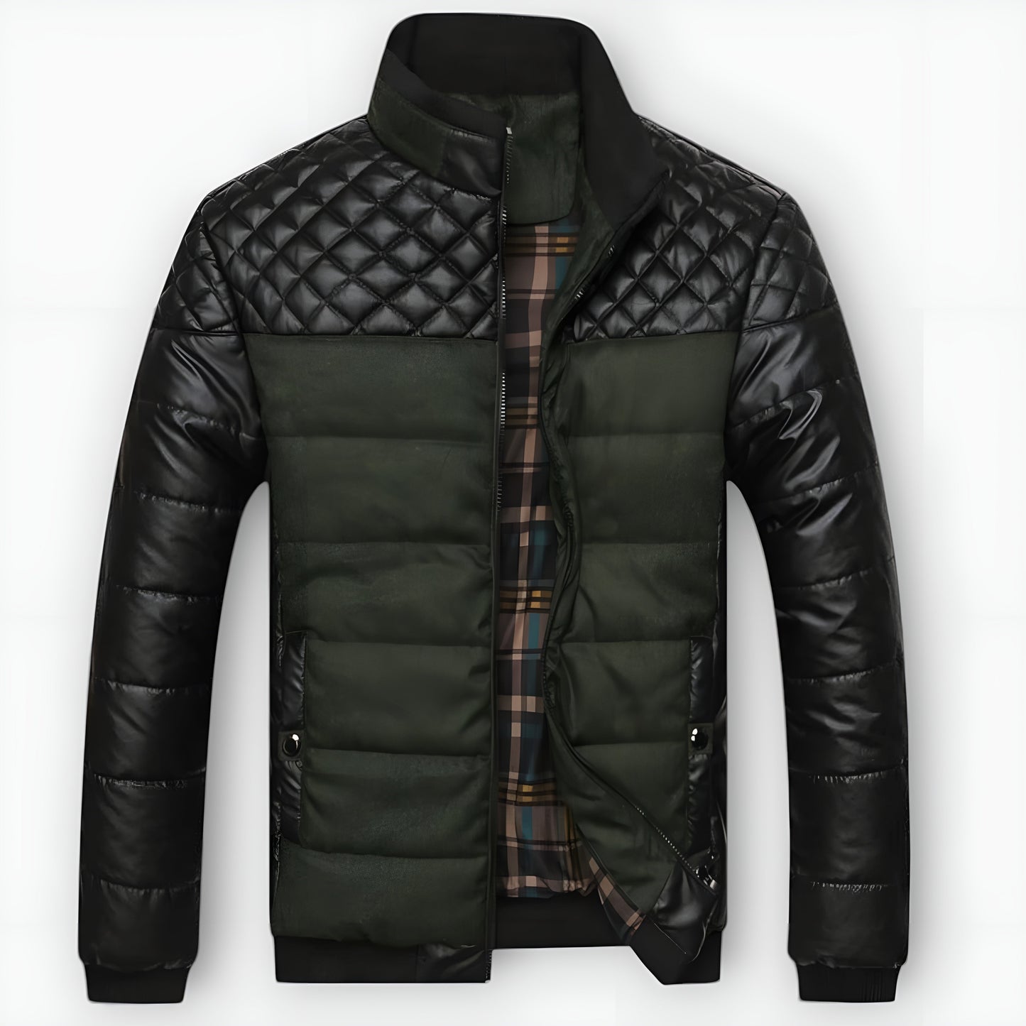 Henry | Two-tone quilted jacket in leather and fabric