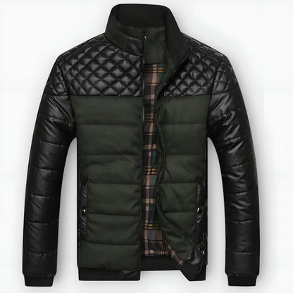 Henry | Two-tone quilted jacket in leather and fabric