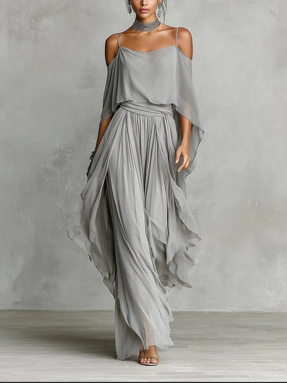 Isabela™ | Gray Fluid Set with Strappy Top and Lightweight Pants