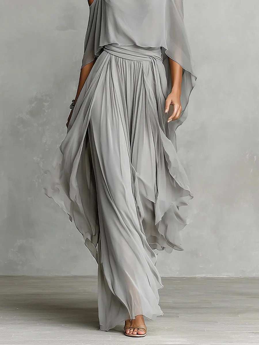 Isabela™ | Gray Fluid Set with Strappy Top and Lightweight Pants