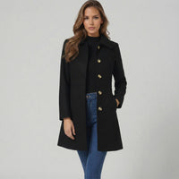 Josephine | Womens A-Line Winter Coat with Button Placket | Tailored Cut, Soft Fabric | Black, Gray, Brown and More S-2XL
