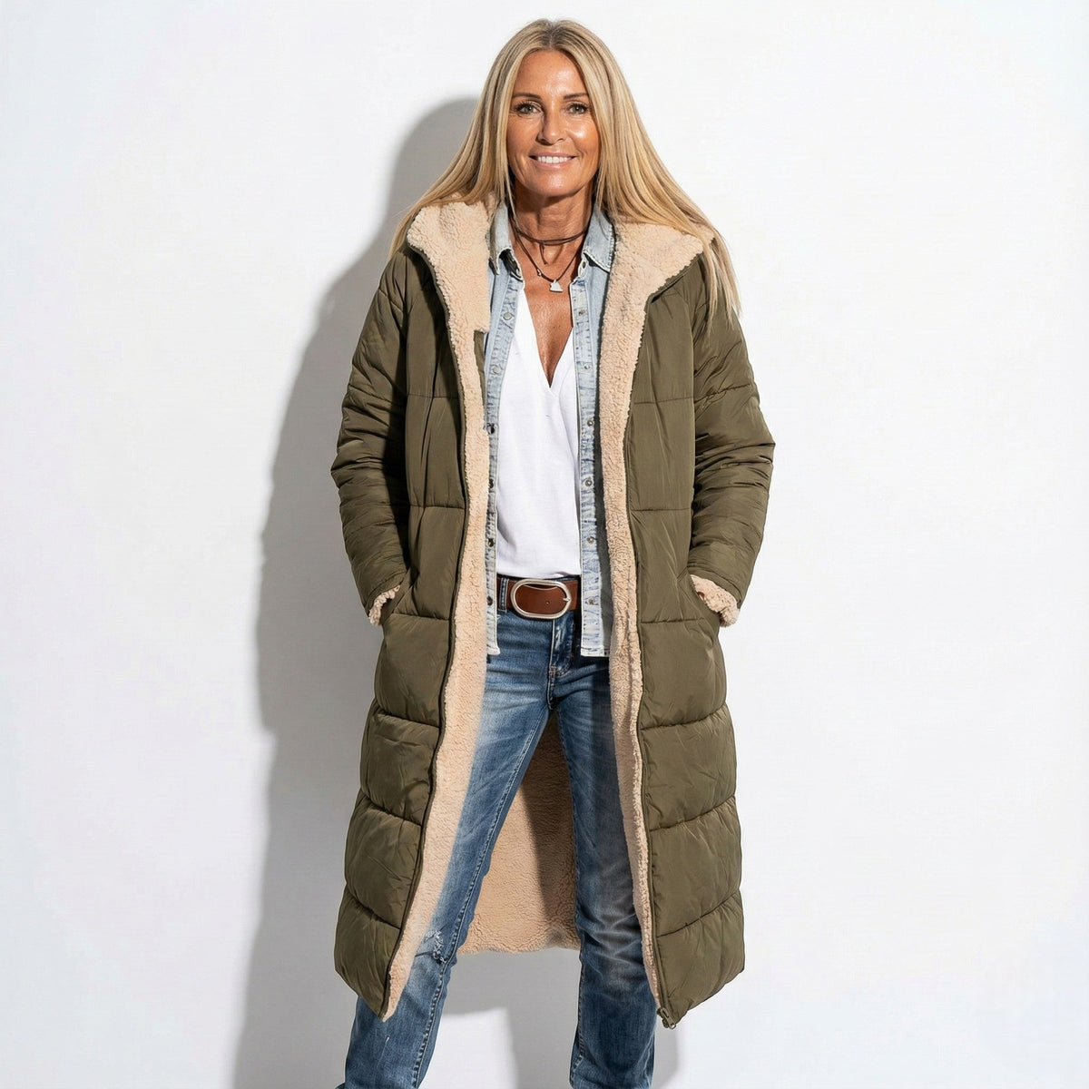 Kaela Womens Long Quilted Winter Coat