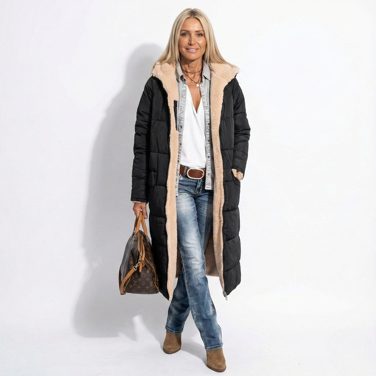 Kaela Womens Long Quilted Winter Coat