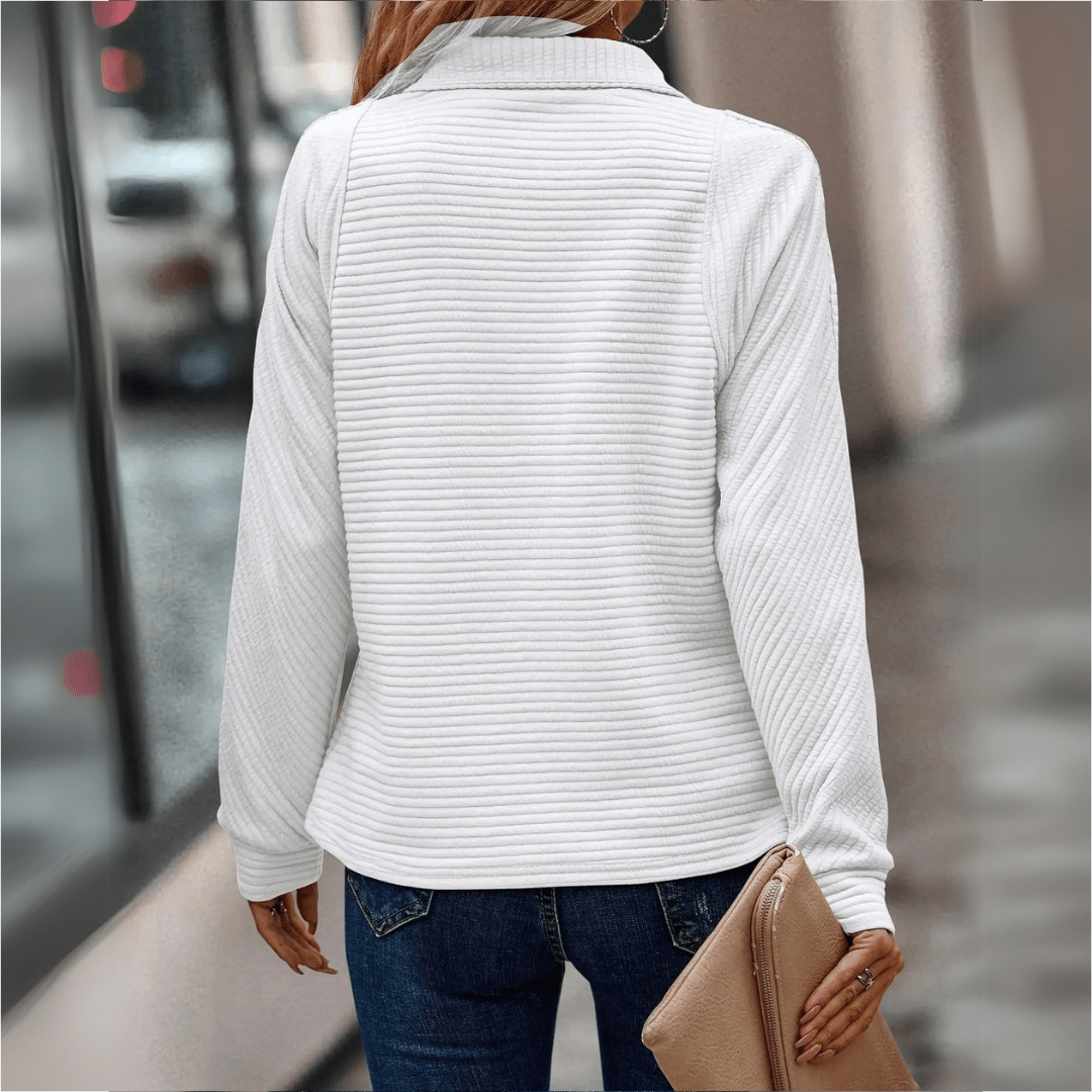 Lavra | Women's Half-Zip Pullover Sweater — Ribbed Texture with Adjustable Zip Collar in 6 Colors | Westmere