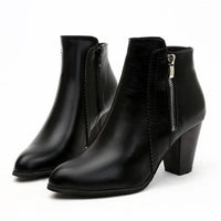 Lena | Womens Ankle Boots with Side Zip and 1.6 Inch Block Heel | Padded Lining | Black, Brown Sizes US 4.5-11