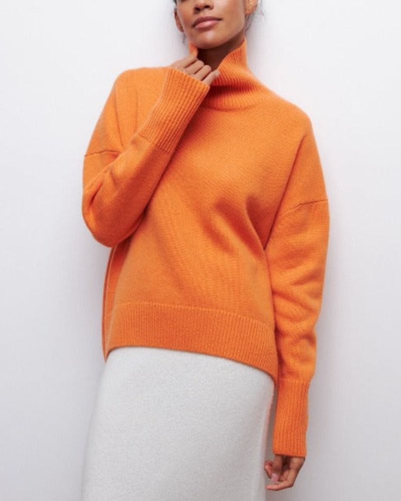 Women's Oversized Turtleneck Sweater, Poncho Drape | Ribbed Neck, Cuffs & Hem | 8 Colorways | XS–3XL