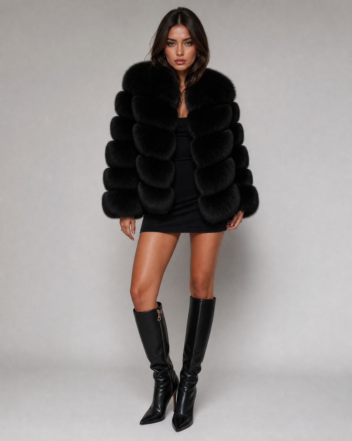 Lisa Womens Faux Fur Jacket, Soft and Warm in Black