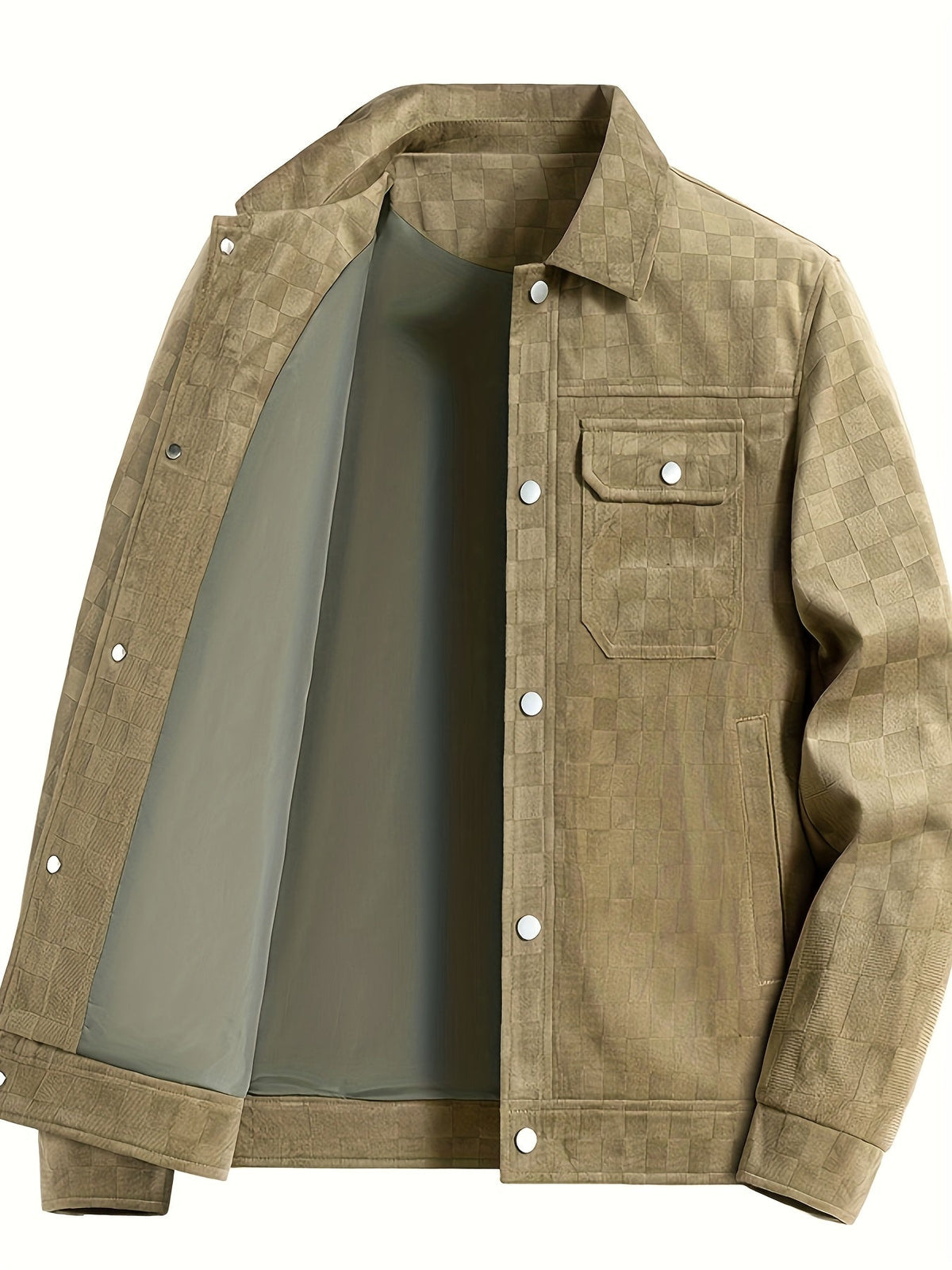 Mavrick Mens Checkered Suede Jacket with Satin Lining