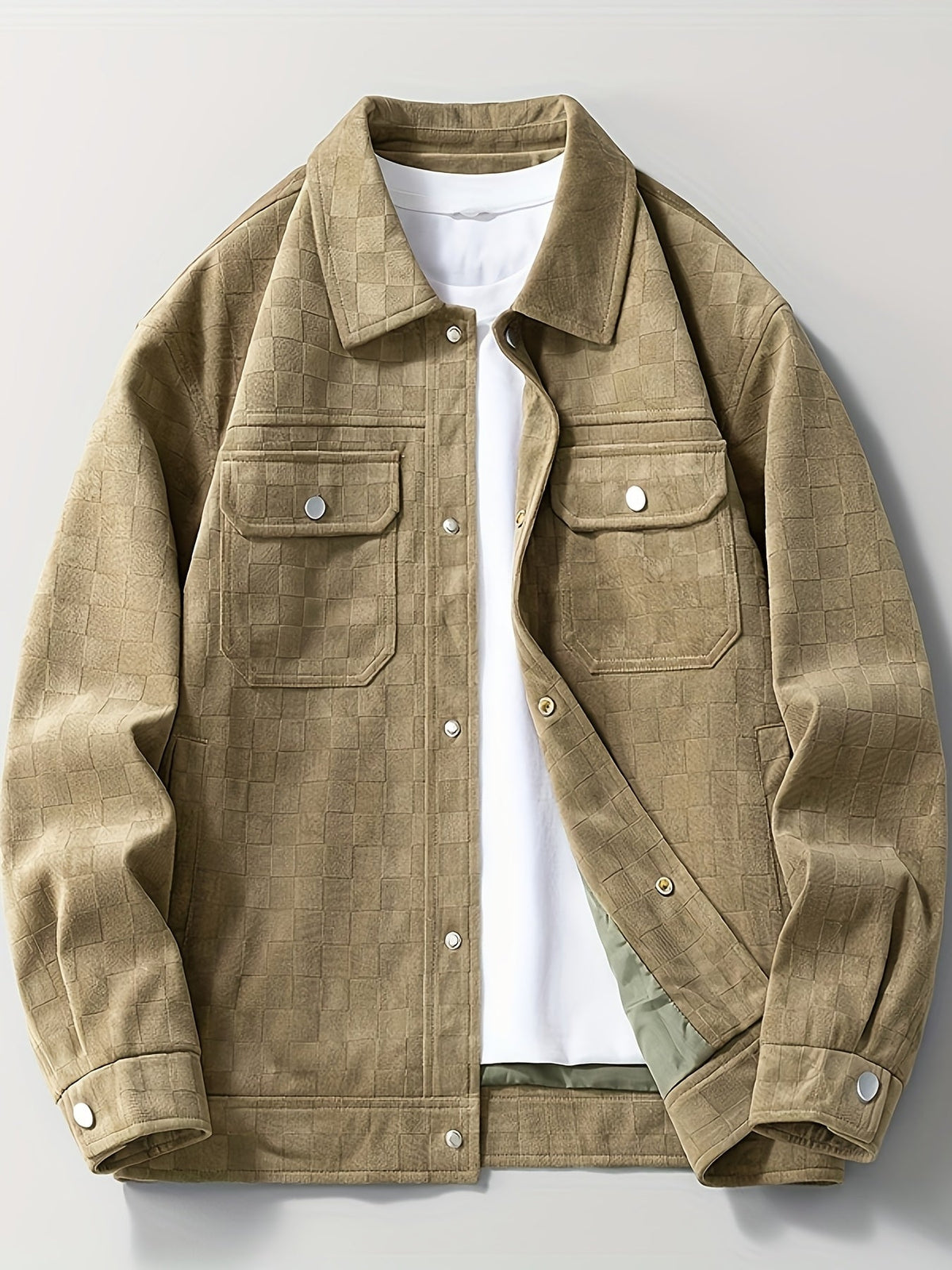 Mavrick Mens Checkered Suede Jacket with Satin Lining