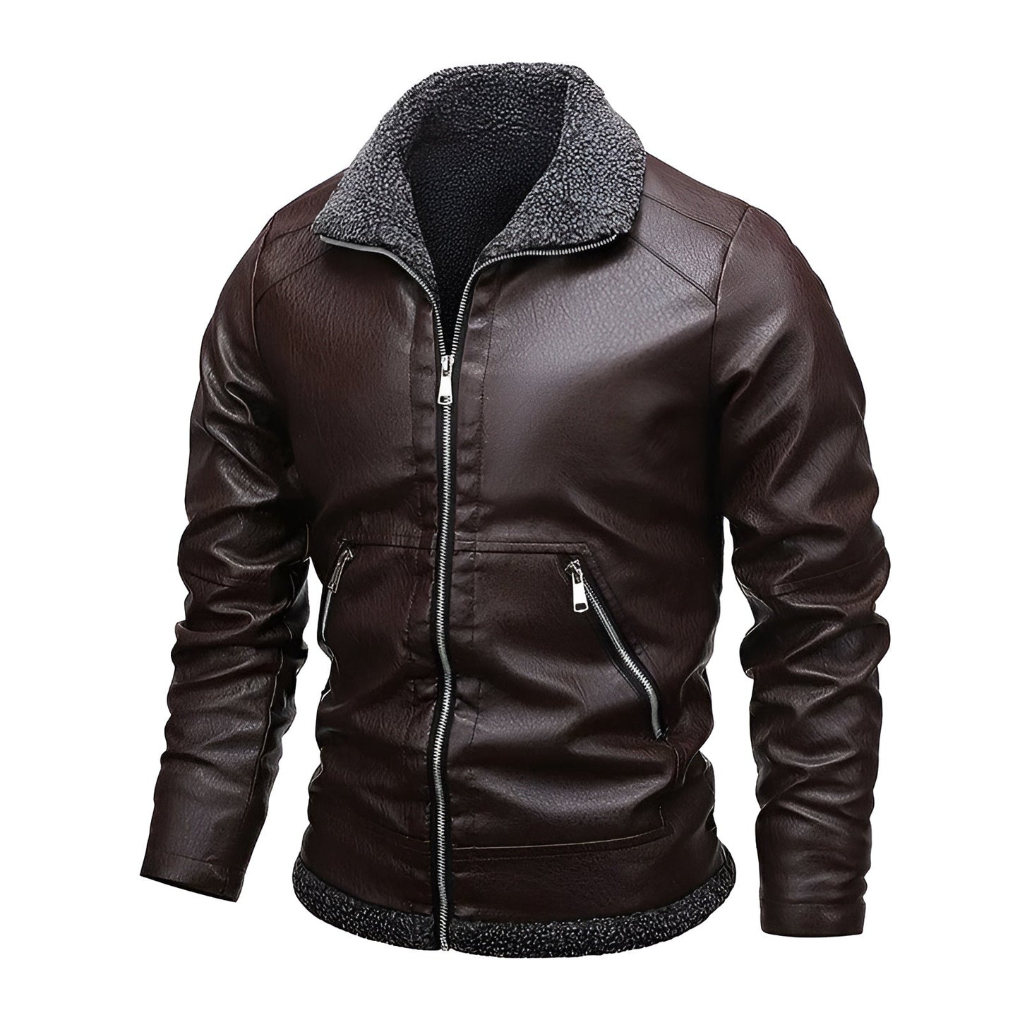 Daniel | Stylish leather jacket with fleece lining
