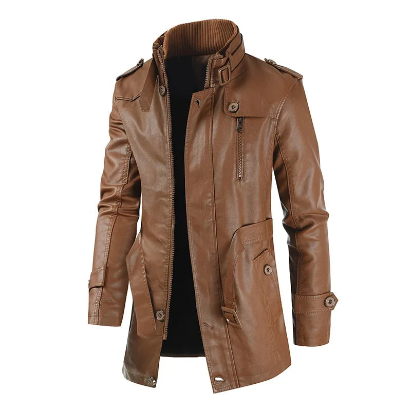 Steven | Stylish Long Leather Coat for Men