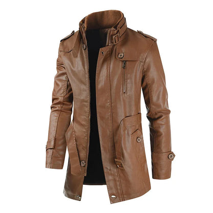 Steven | Stylish Long Leather Coat for Men