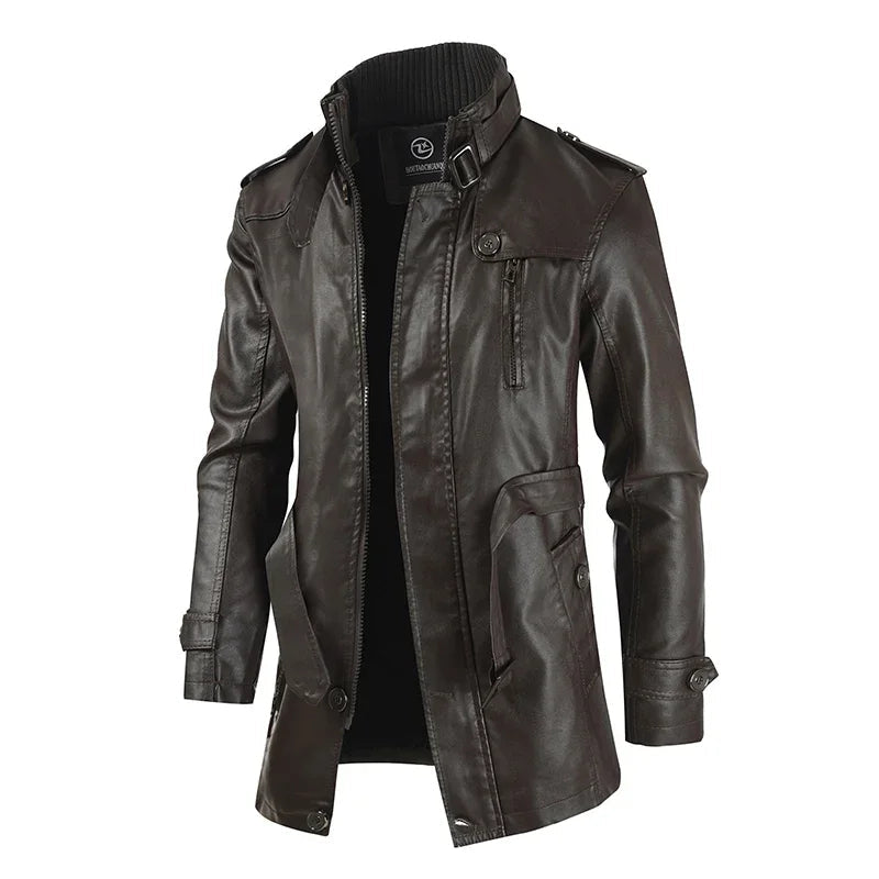 Steven | Stylish Long Leather Coat for Men