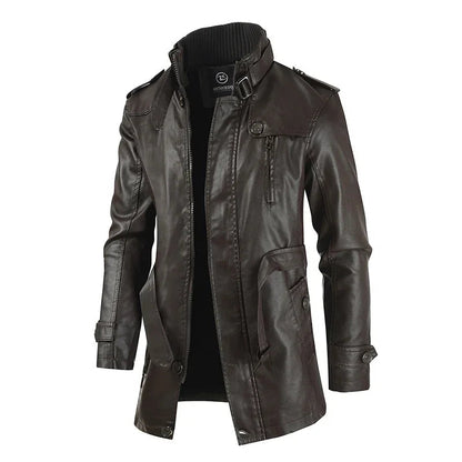 Steven | Stylish Long Leather Coat for Men
