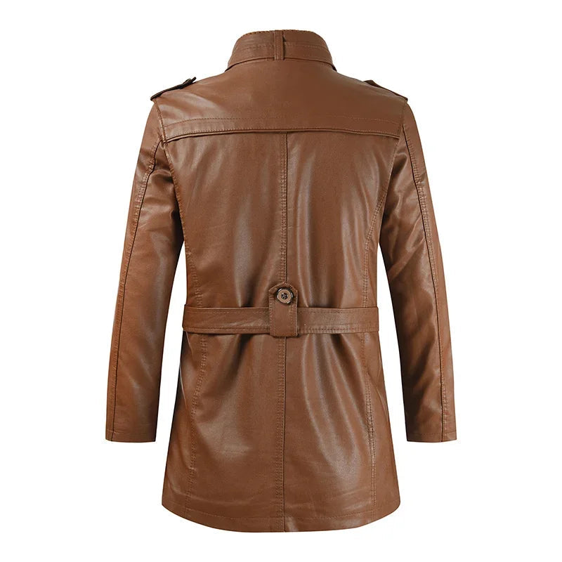 Steven | Stylish Long Leather Coat for Men