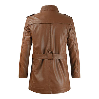 Steven | Stylish Long Leather Coat for Men